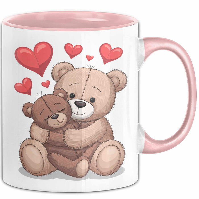 Teddybär Tierliebhaber Tasse Geschenk Lustige Geschenkidee Spruch Romantisches Herz Rosa Trendation