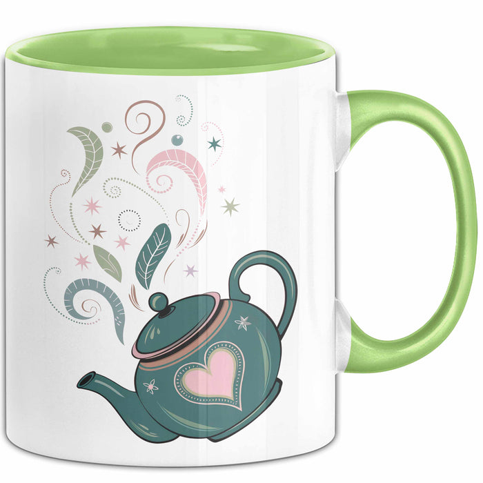Teeliebhaber Tasse Geschenkidee für Kräuter Enthusiasten Grün Trendation