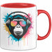 DJ Affe mit Sonnenbrille Tasse Becher Geschenk Lustige Geschenkidee Spruch Rot Trendation
