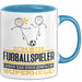 Fußballspieler Geschenk Tasse Ich Bin Fußballspieler Aber Sag Doch Einfach Superheld Lustige Geschenkdiee für Fußballspieler Kaffee-Becher Blau Trendation