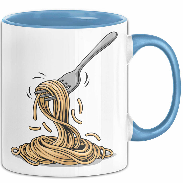 Spaghetti Fan Tasse Geschenkidee für Pasta Liebhaber Blau Trendation