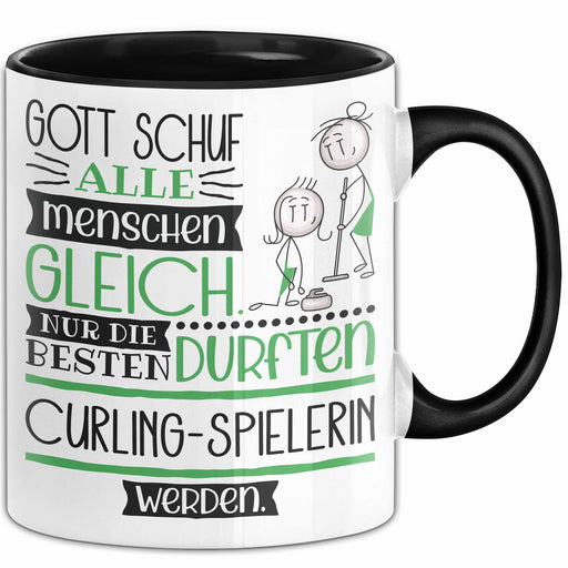 Curling-Spielerin Geschenk Becher Tasse Gott Schuf Alle Menschen Gleich Nur Die Besten Durfeten Curling-Spielerin Werden Geschenkidee Lustig Trendation