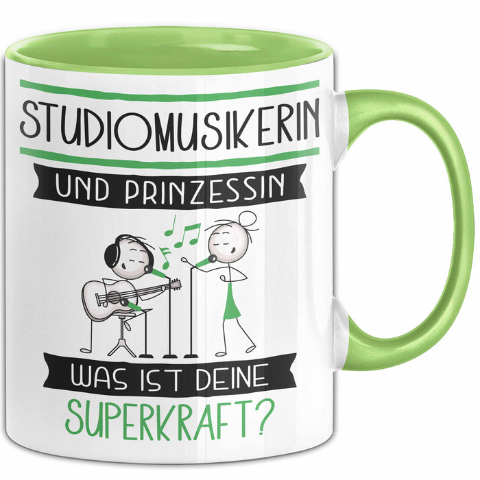 Studiomusikerin Und Prinzessin Tasse Geschenk Für Eine Studiomusikerin Geburtstag Was Ist Deine Superkraft Grün Trendation