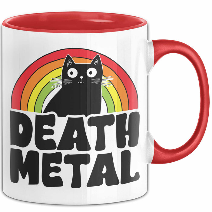 Death Metal Tasse Geschenk Katze Becher Geschenkidee Humor Katzen-Liebhaber Rot Trendation