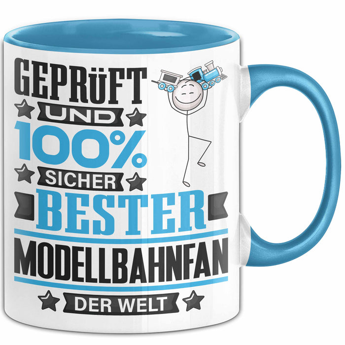 Modellbahnfan Geschenk Lustiger Spruch für Modellbahnfan Geschenkidee Bester Modellbahnfan Der Welt Blau Trendation