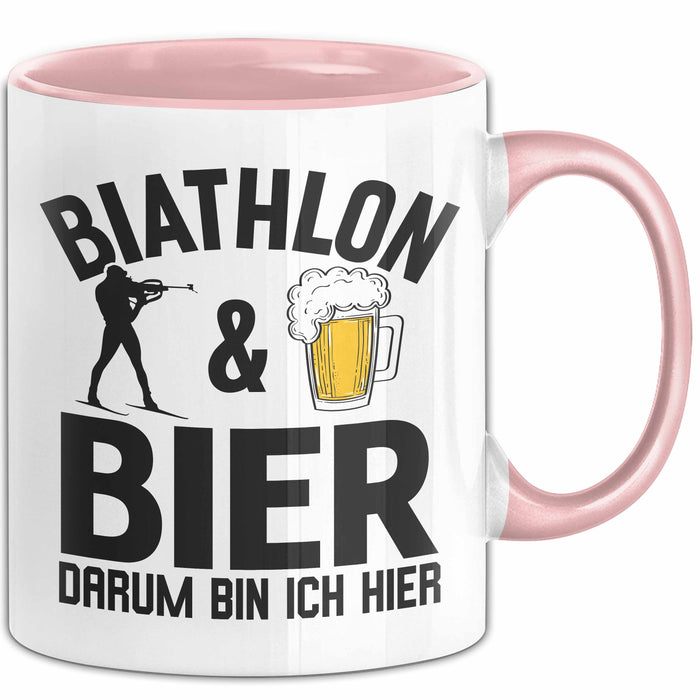 Biathlon Tasse Geschenk Wintersport Geschenke Biathlon Und Bier Darum Bin Ich Hier Ski Skifahrer Rosa Trendation