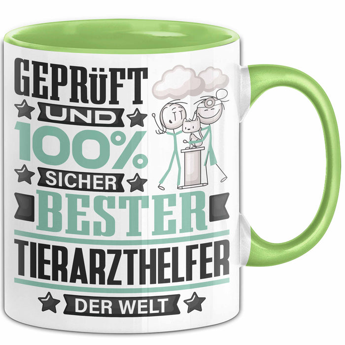 Tierarzthelfer Geschenk Lustiger Spruch für Tierarzthelfer Geschenkidee Bester Tierarzthelfer Der Welt Grün Trendation