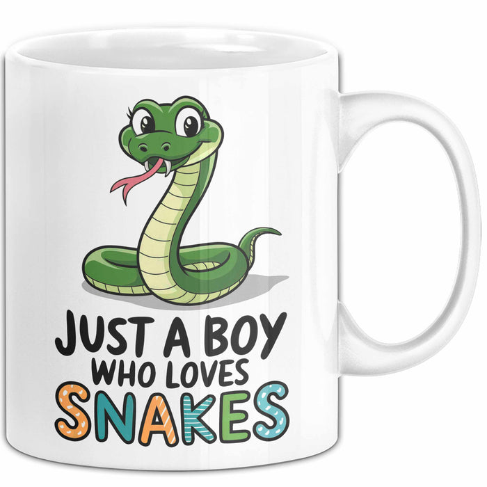 Reptil Schlange Tier Tasse Geschenk Lustige Geschenkidee Spruch Nur Ein Junge Der Schlangen Liebt Weiß Trendation