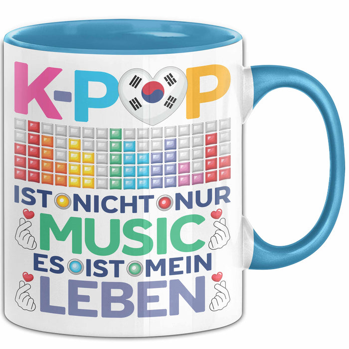 KPop Tasse Geschenk Musik Leben Spruch Geschenkidee für Fans Blau Trendation