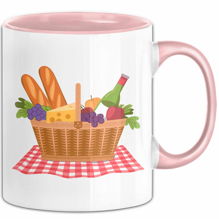 Picknick Fan Tasse Geschenkidee für Draußen Essen Liebhaber Rosa Trendation