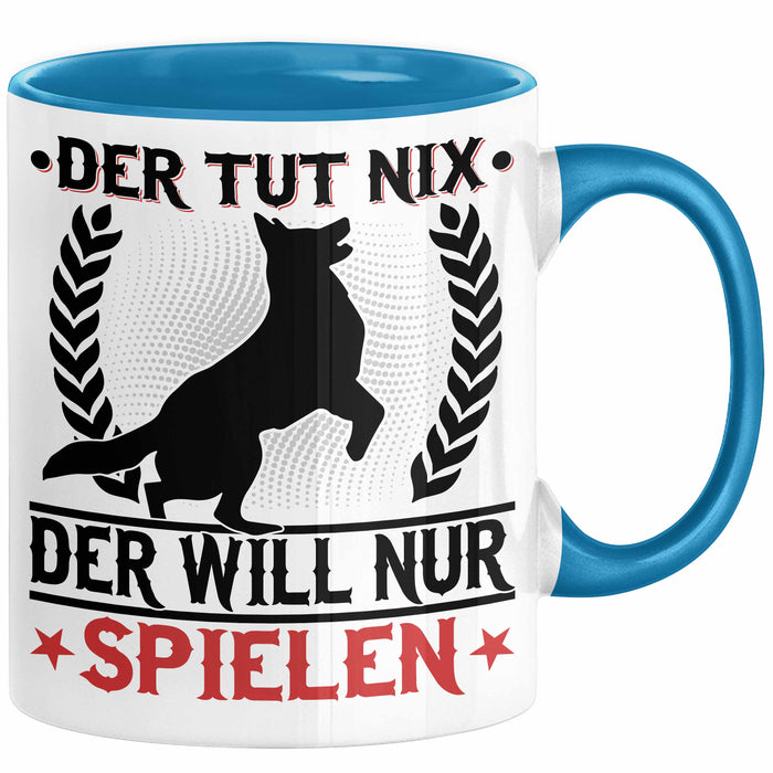 Hund Tasse Geschenk Kaffee-Becher Hunde-Besitzer Geschenkidee Blau Trendation