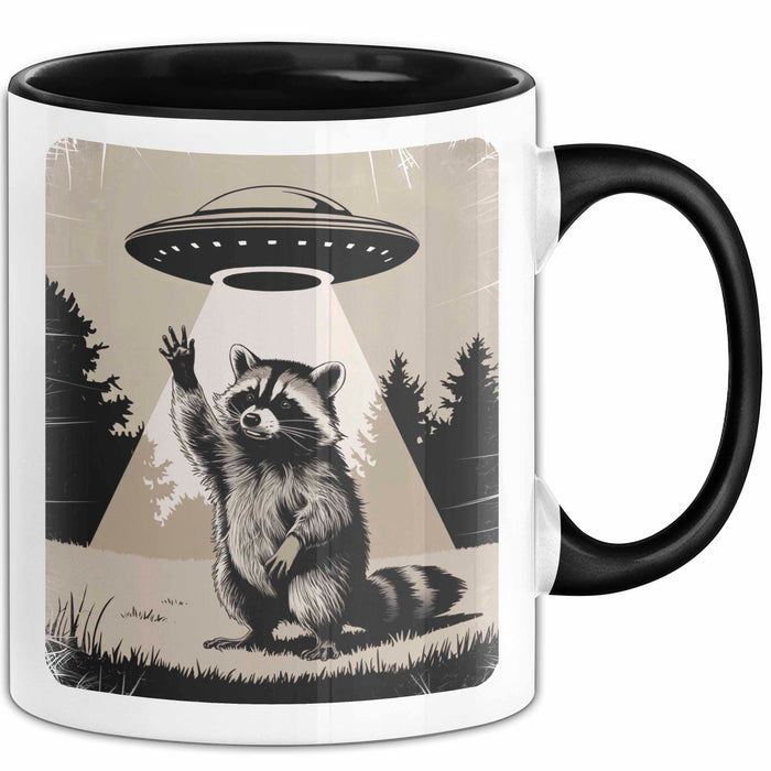 Waschbär Tierliebhaber UFO Alien Tasse Geschenk Lustige Geschenkidee Spruch Trendation