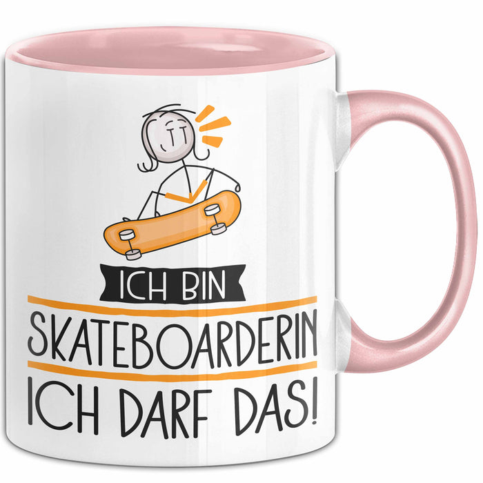 Geschenk für Skateboarderin Tasse Lustige Geschenkidee Geburtstag Ich Bin Skateboarderin Ich Darf Das Rosa Trendation