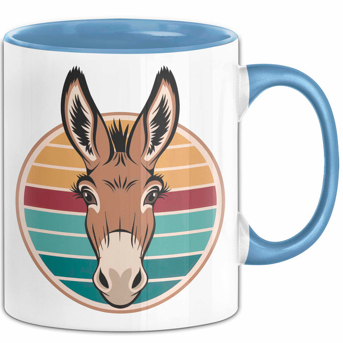 Retro Esel Tasse Geschenk Lustige Geschenkidee Spruch Blau Trendation