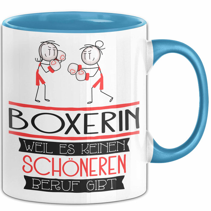 Boxerin Weil Es Keinen Schöneren Beruf Gibt Tasse Geschenk für Eine Boxerin Lustig Blau Trendation