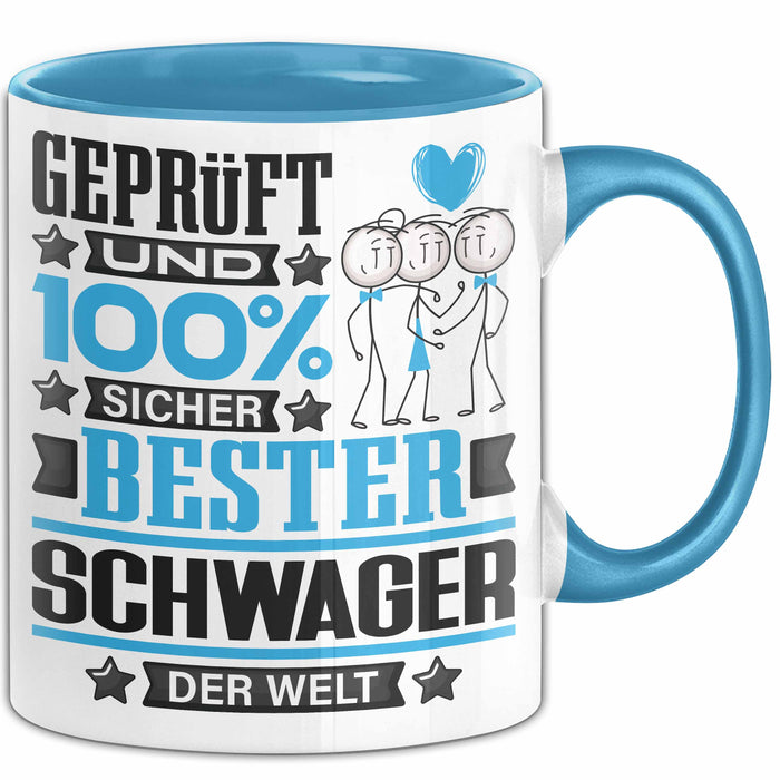 Schwager Geschenk Lustiger Spruch für Schwager Geschenkidee Bester Schwager Der Welt Blau Trendation