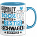 Schwager Geschenk Lustiger Spruch für Schwager Geschenkidee Bester Schwager Der Welt Blau Trendation