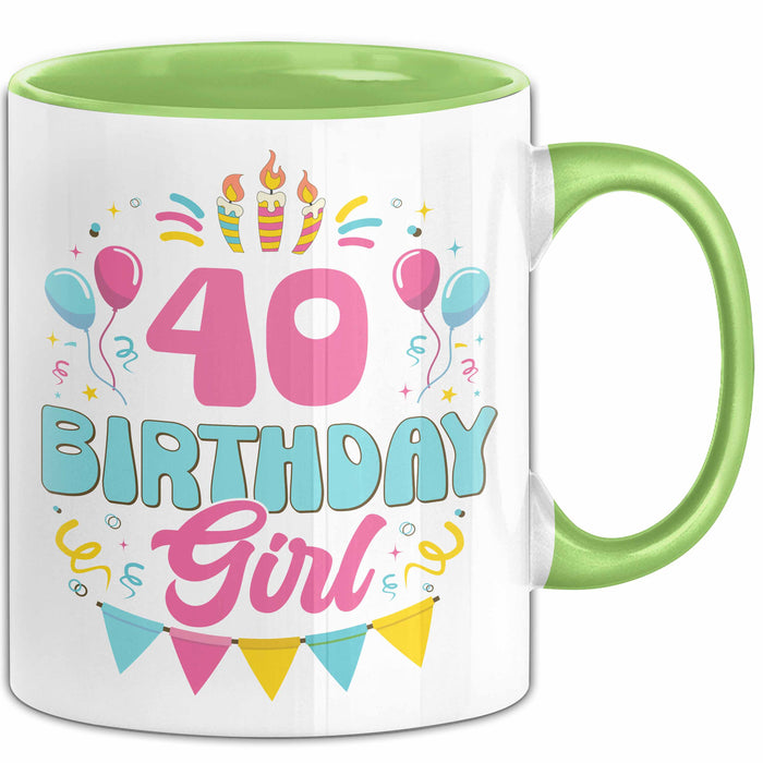 40. Geburtstag Tasse Frauen Mädchen Geschenkidee Lustig 40 Birthday Girl Lustiger Spruch Mutter Mama Grün Trendation