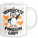 Pinguin Tier Tasse Geschenk Lustige Geschenkidee Spruch Verrückte Pinguin Lady Weiß Trendation
