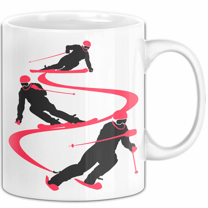 Ski Tasse Geschenk Grafik Skifahrer Becher Weiß Trendation