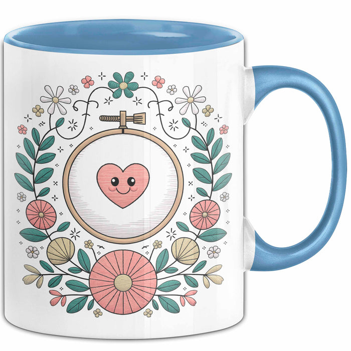 Stickerei Liebhaber Tasse Geschenk Lustige Geschenkidee Spruch Für Stich Künstler Blau Trendation