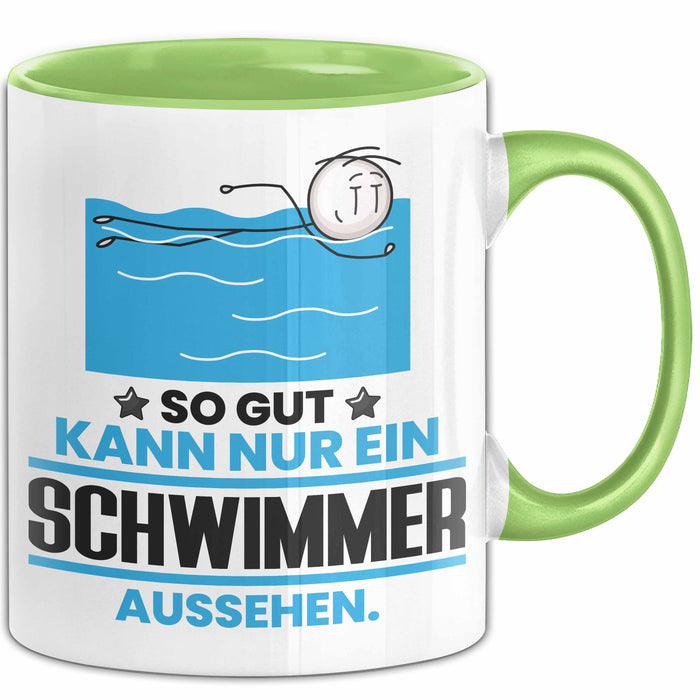 Schwimmer Geschenk Tasse So Gut Kann Nur Ein Schwimmer Aussehen Geschenkidee Kaffee-Becher Grün Trendation