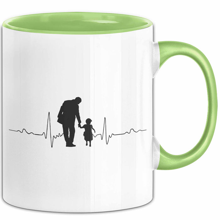 Papa Vatertag Vater Sohn Tasse Becher Geschenk Lustige Geschenkidee Spruch Herzschlag Von Vater Und Sohn Grün Trendation