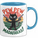 Katzen Tasse Geschenk Pew Pew Madafakas Geschenkidee Lustig Katze Blau Trendation