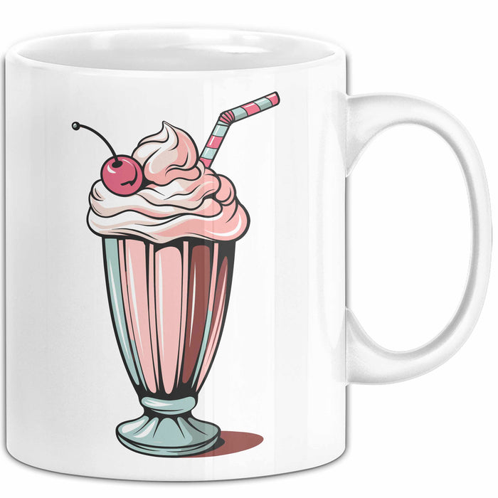 Milchshake Fan Tasse Geschenkidee Dessertgetränk Liebhaber Weiß Trendation