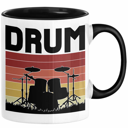 Drummer Schlagzeug-Spieler Geschenk Tasse Geschenkidee Kaffee-Becher Schlagzeuger Drum Schwarz Trendation