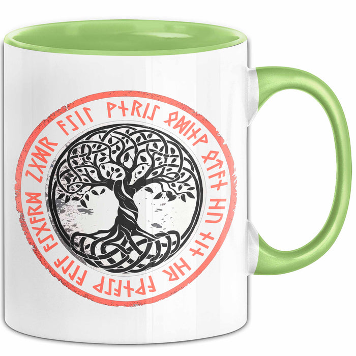 Keltischer Baum des Lebens Tasse Geschenk Geschenkidee Grün Trendation