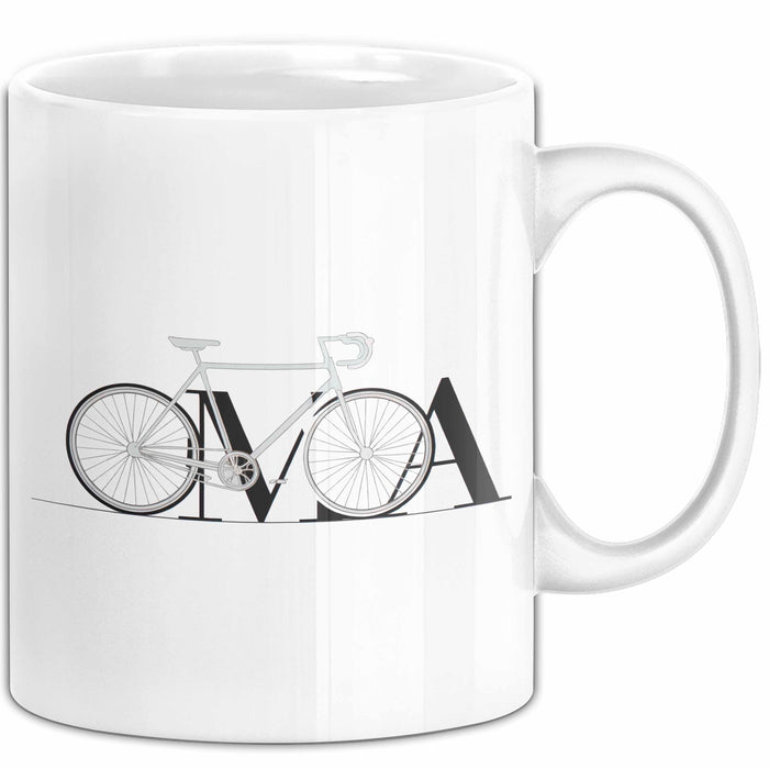 Oma Großmutter Tasse Becher Geschenk Lustige Geschenkidee Spruch Oma Fahrrad Radfahren Weiß Trendation