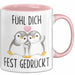 Mut Witzige Tasse Geschenk Zwei Pinguine Herz Süßes Design Mutig Rosa Trendation