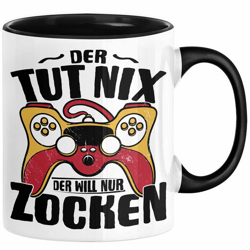Gamer Geschenk Tasse Geschenkidee für Zocker Der Tut Nix Der Will Nur Zocken Jungs Geschenkdiee Gaming Schwarz Trendation