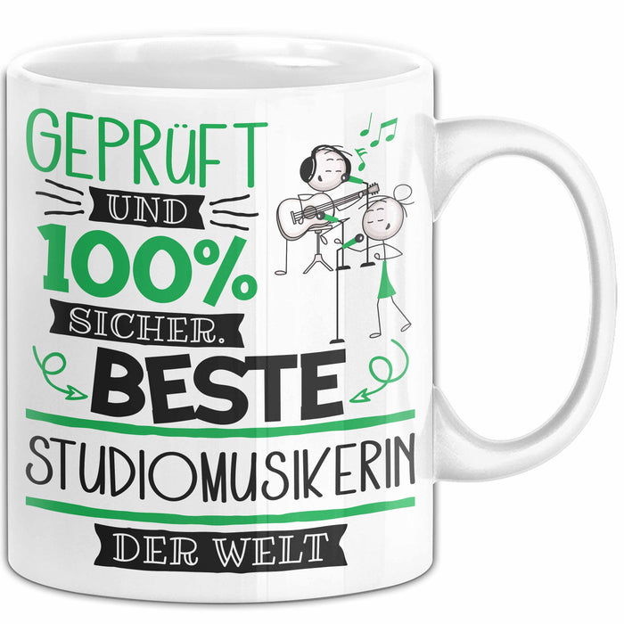 Beste Studiomusikerin Der Welt Tasse Geschenk für Eine Studiomusikerin Geprüft Und Sicher Geschenkidee Geburtstag Weihnachten Weiß Trendation