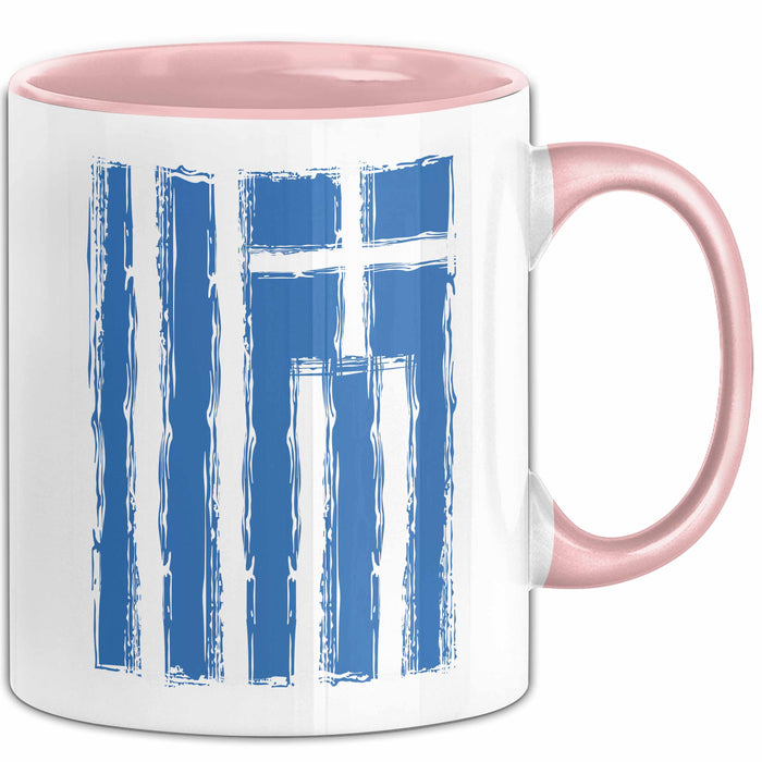 Griechenland Tasse Geschenk Grieche Flagge Hoch Kaffee-Becher Rosa Trendation