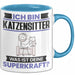 Katzensitter Tasse Geschenk für Katzensitter Geburtstag Lustiger Spruch Kaffee-Becher Was Ist Deine Superkraft Blau Trendation
