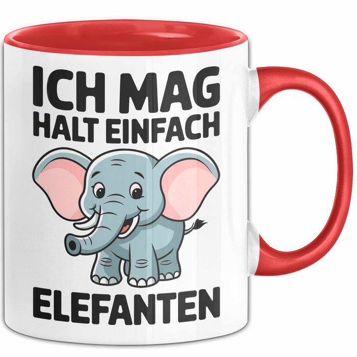 Elefant Tier Tasse Geschenk Lustige Geschenkidee Spruch Ich Mag Halt Einfach Elefanten Rot Trendation