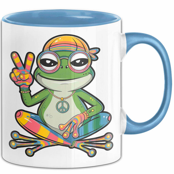 Hippie Frosch Tasse Geschenk Lustige Geschenkidee Spruch Blau Trendation