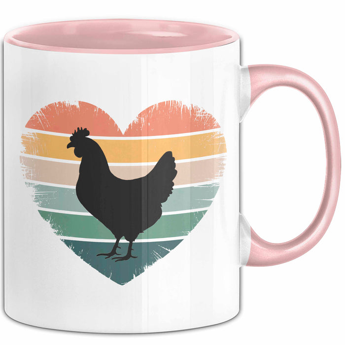 Huhn Tier Bauer Tasse Becher Geschenk Lustige Geschenkidee Spruch Hühnerherz Rosa Trendation