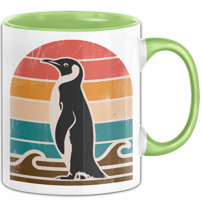 Retro Pinguin Tier Tasse Geschenk Lustige Geschenkidee Spruch Grün Trendation