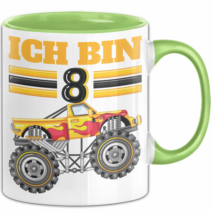 8. Geburtstag Geschenk Tasse Becher Jungs Trucks Geburtstagsgeschenk Ich Bin 8 Grün Trendation