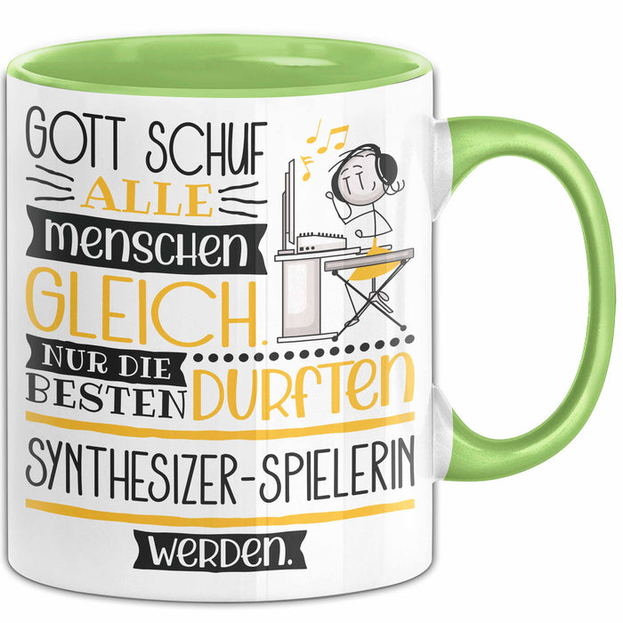 Synthesizer-Spielerin Geschenk Becher Tasse Gott Schuf Alle Menschen Gleich Nur Die Besten Durfeten Synthesizer-Spielerin Werden Geschenkidee Lustig Grün Trendation
