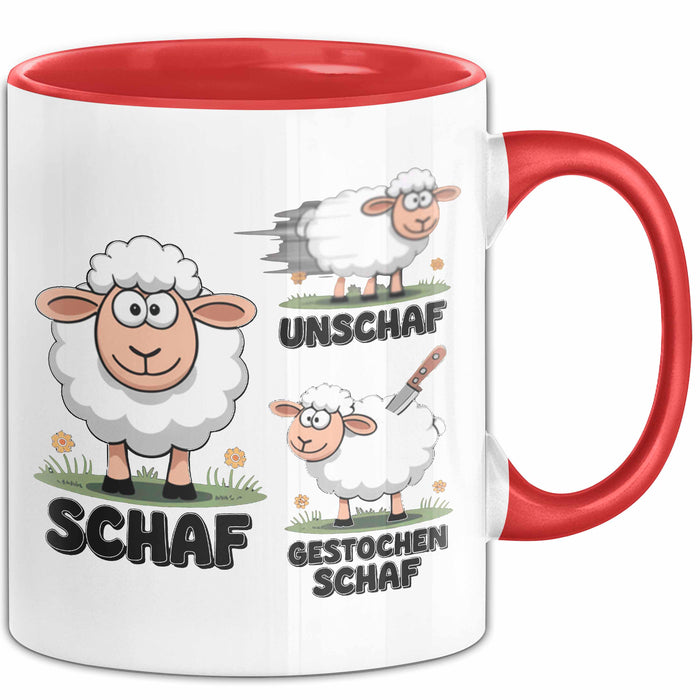 Schaf Tier Bauer Sarkasmus Tasse Becher Geschenk Lustige Geschenkidee Spruch Schaf Unschaf Gestochen Schaf Rot Trendation