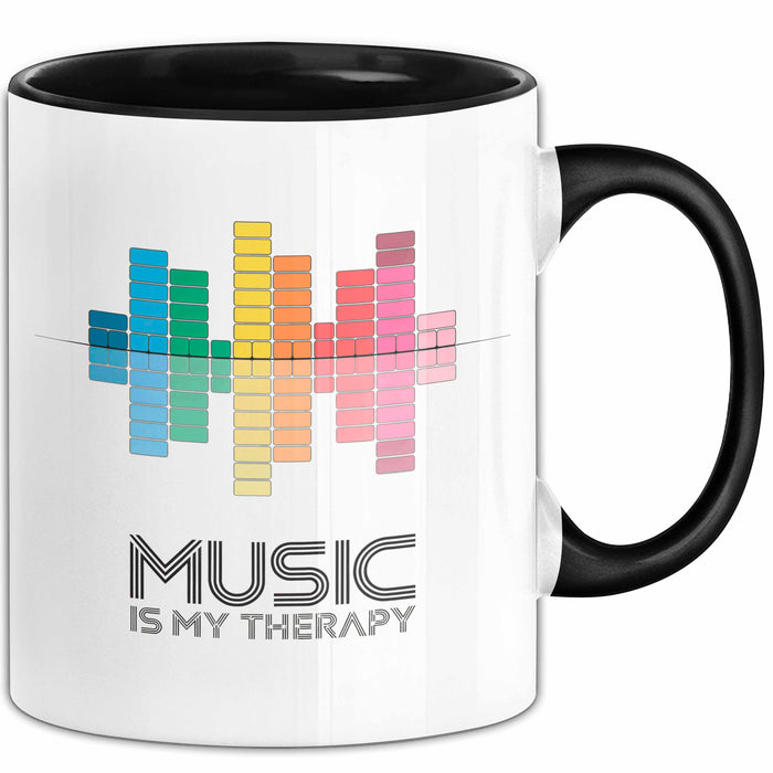 DJ Musik Equalizer EDM Party Tasse Geschenk Lustige Geschenkidee Spruch Musik Ist Meine Therapie Schwarz Trendation