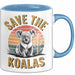 Koala Tierliebhaber Tasse Geschenk Lustige Geschenkidee Spruch Rettet Die Koalas Blau Trendation