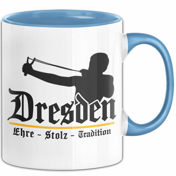 Dresden Fußball Tasse Geschenk Lustige Geschenkidee Spruch Ehre Stolz Tradition Blau Trendation