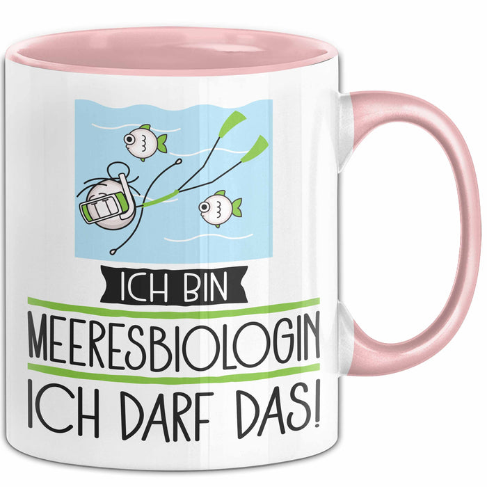 Geschenk für Meeresbiologin Tasse Lustige Geschenkidee Geburtstag Ich Bin Meeresbiologin Ich Darf Das Rosa Trendation