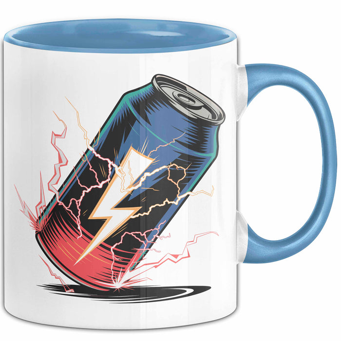 Energydrink Süchtiger Tasse Geschenkidee Koffein Liebhaber Blau Trendation