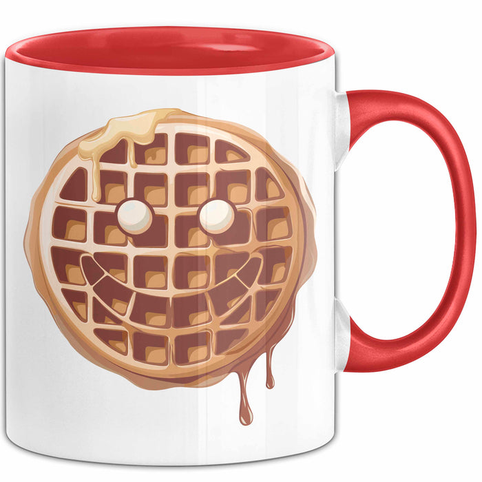 Waffel Liebhaber Tasse Geschenkidee für Sirup Fan Frühstück Rot Trendation
